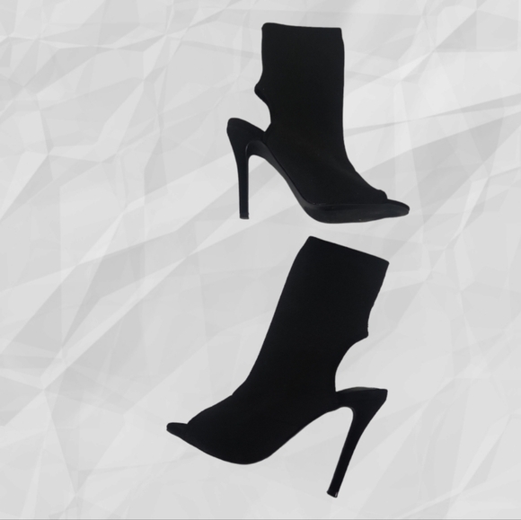 FOREVER 21 Peep Toe Sock Ankle Boots Size 6 - Picture 4 of 9